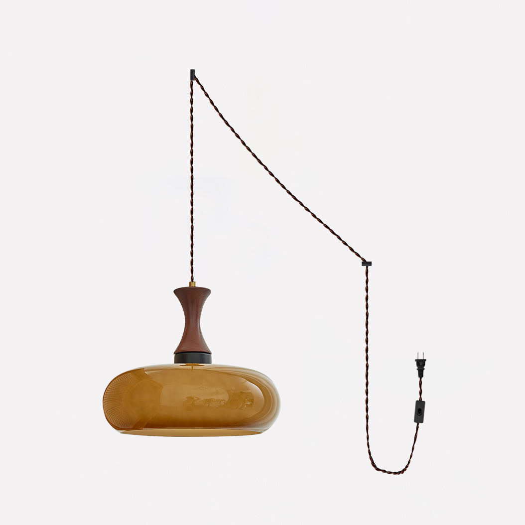 Glass Pendant Light for Kitchen Island & Dining Room — Adjustable Hanging Fixture with Warm Amber Shade, 11 Inch Wide, Dimmable Modern Farmh