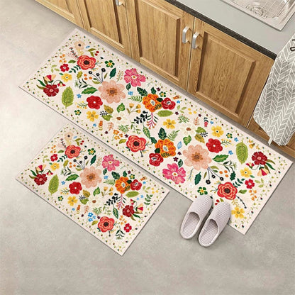 Meadowlyn Kitchen Mat Set - Boho Floral, Anti-Fatigue, Washable