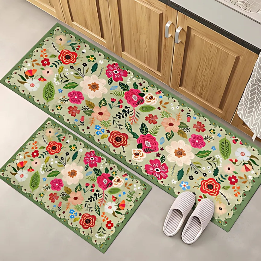 Meadowlyn Kitchen Mat Set - Boho Floral, Anti-Fatigue, Washable
