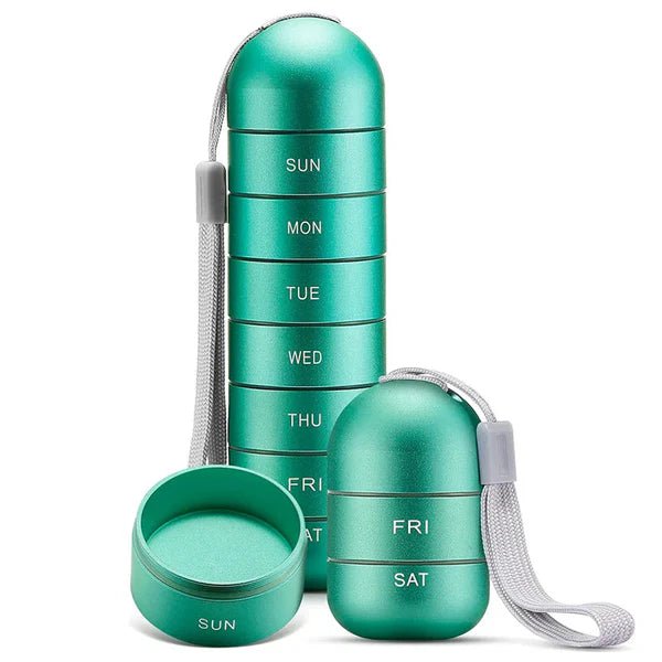 Mediwell Pill Organizer - Portable Aluminum 7-Day Case for Travel