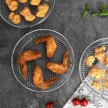 Stackable Air Fryer Racks Set of 3 with Heat-Resistant Tongs for Multi-Level Cooking Kitchen Accessory Round Square Rectangular Stainless St