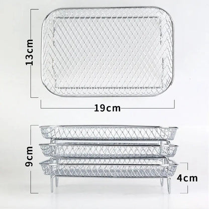 Stackable Air Fryer Racks Set of 3 with Heat-Resistant Tongs for Multi-Level Cooking Kitchen Accessory Round Square Rectangular Stainless St