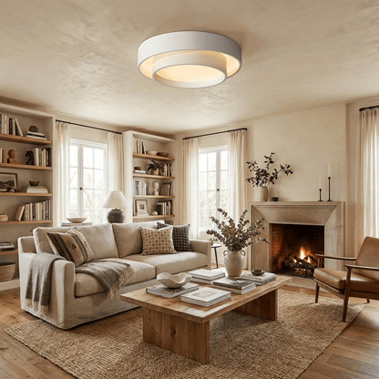 Round LED Flush Mount Light Fixture Metal White 16 20 24 Inch for Bedroom Living Room Office Modern Low Profile Overhead Lighting 3000K 4000
