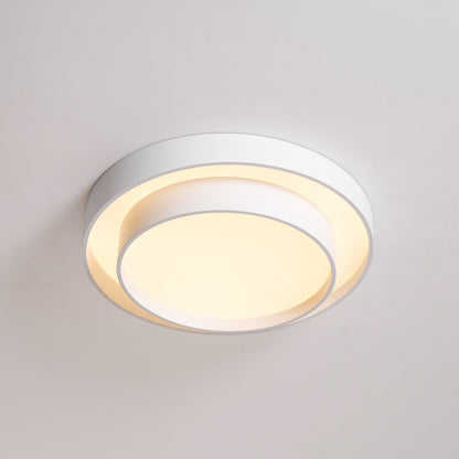 Round LED Flush Mount Light Fixture Metal White 16 20 24 Inch for Bedroom Living Room Office Modern Low Profile Overhead Lighting 3000K 4000