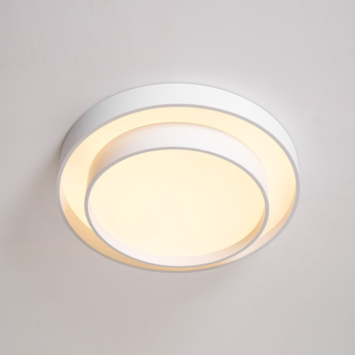 Round LED Flush Mount Light Fixture Metal White 16 20 24 Inch for Bedroom Living Room Office Modern Low Profile Overhead Lighting 3000K 4000