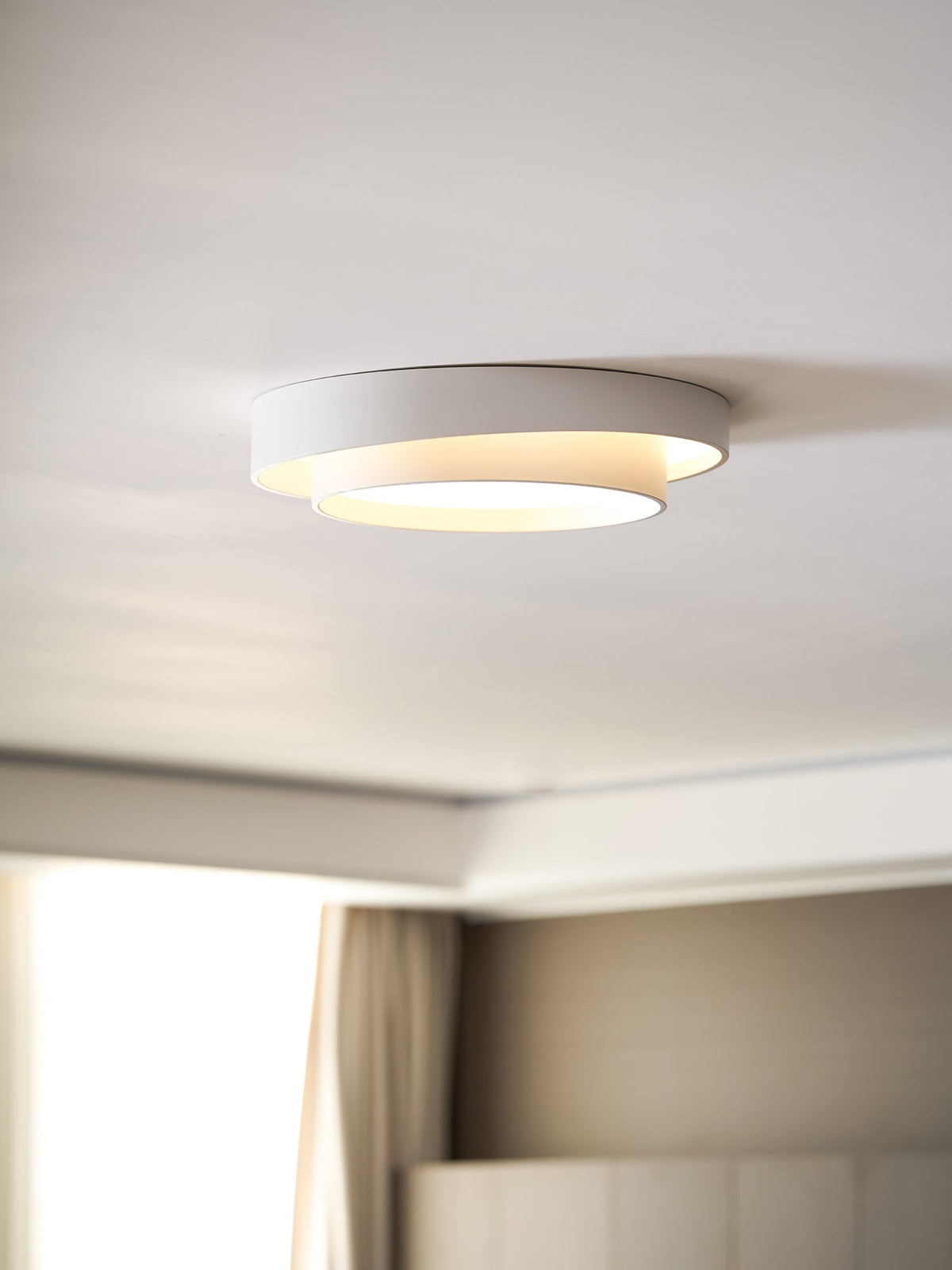 Round LED Flush Mount Light Fixture Metal White 16 20 24 Inch for Bedroom Living Room Office Modern Low Profile Overhead Lighting 3000K 4000