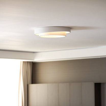 Round LED Flush Mount Light Fixture Metal White 16 20 24 Inch for Bedroom Living Room Office Modern Low Profile Overhead Lighting 3000K 4000