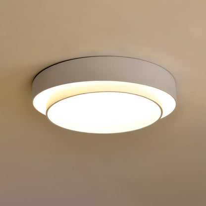 Round LED Flush Mount Light Fixture Metal White 16 20 24 Inch for Bedroom Living Room Office Modern Low Profile Overhead Lighting 3000K 4000