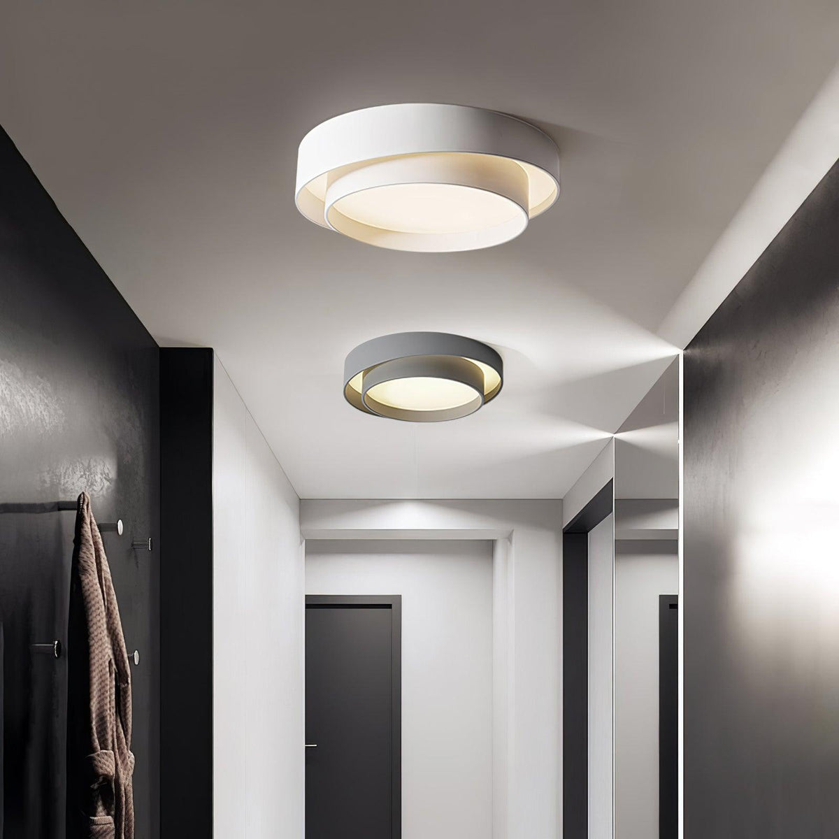 Round LED Flush Mount Light Fixture Metal White 16 20 24 Inch for Bedroom Living Room Office Modern Low Profile Overhead Lighting 3000K 4000