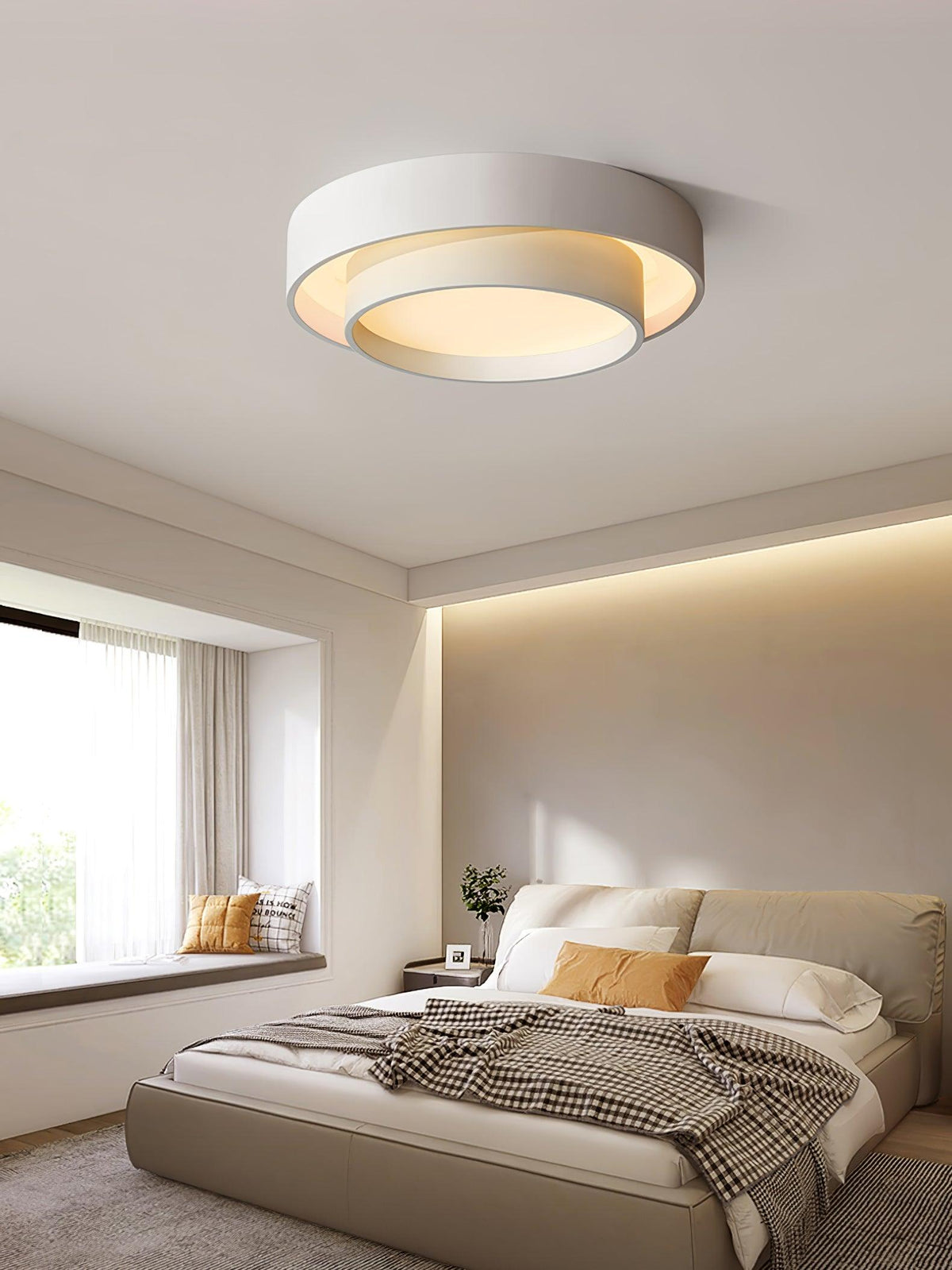 Modern Layered Drum Flush Mount Ceiling Light with Integrated LED for Living Room & Bedroom