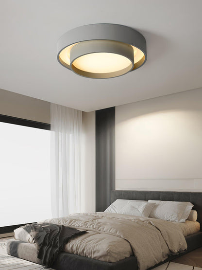 Modern Layered Drum Flush Mount Ceiling Light with Integrated LED for Living Room & Bedroom