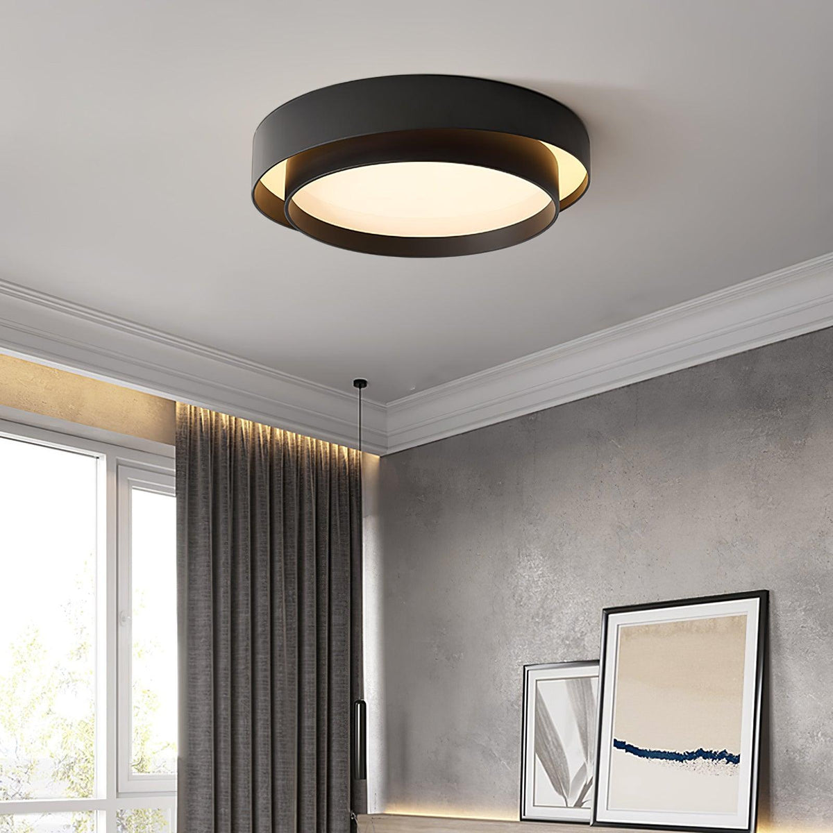 Modern Layered Drum Flush Mount Ceiling Light with Integrated LED for Living Room & Bedroom