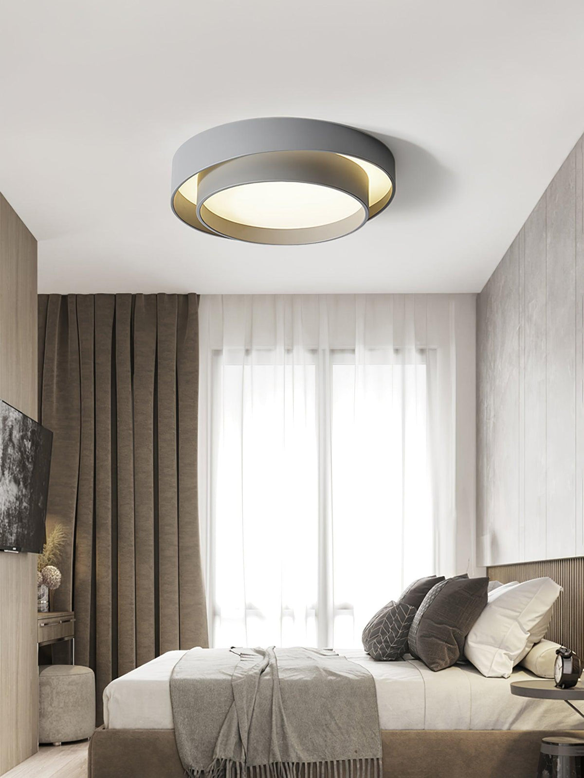Round LED Flush Mount Light Fixture Metal White 16 20 24 Inch for Bedroom Living Room Office Modern Low Profile Overhead Lighting 3000K 4000