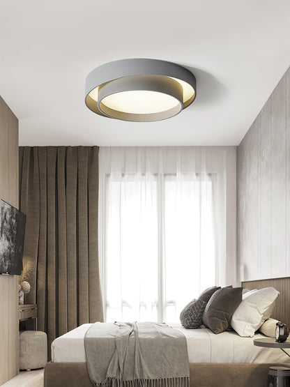 Modern Layered Drum Flush Mount Ceiling Light with Integrated LED for Living Room & Bedroom
