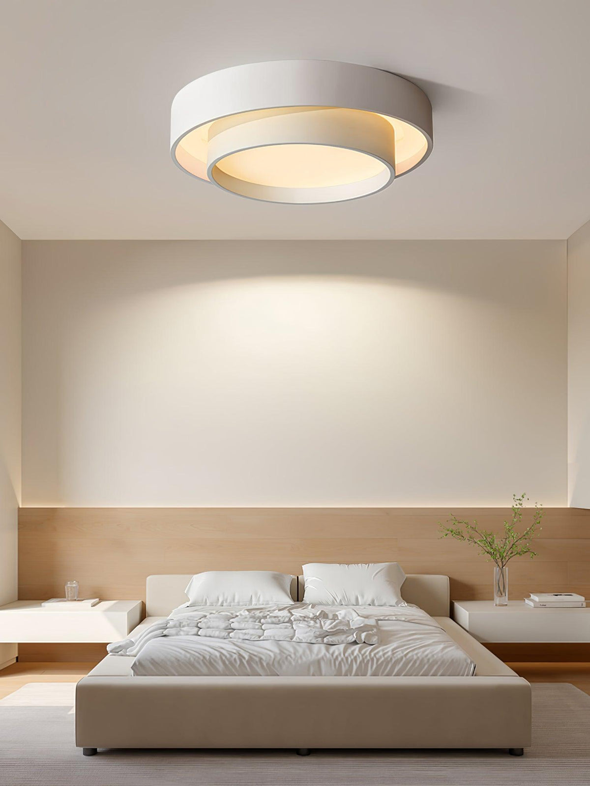 Modern Layered Drum Flush Mount Ceiling Light with Integrated LED for Living Room & Bedroom