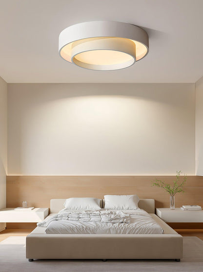 Round LED Flush Mount Light Fixture Metal White 16 20 24 Inch for Bedroom Living Room Office Modern Low Profile Overhead Lighting 3000K 4000