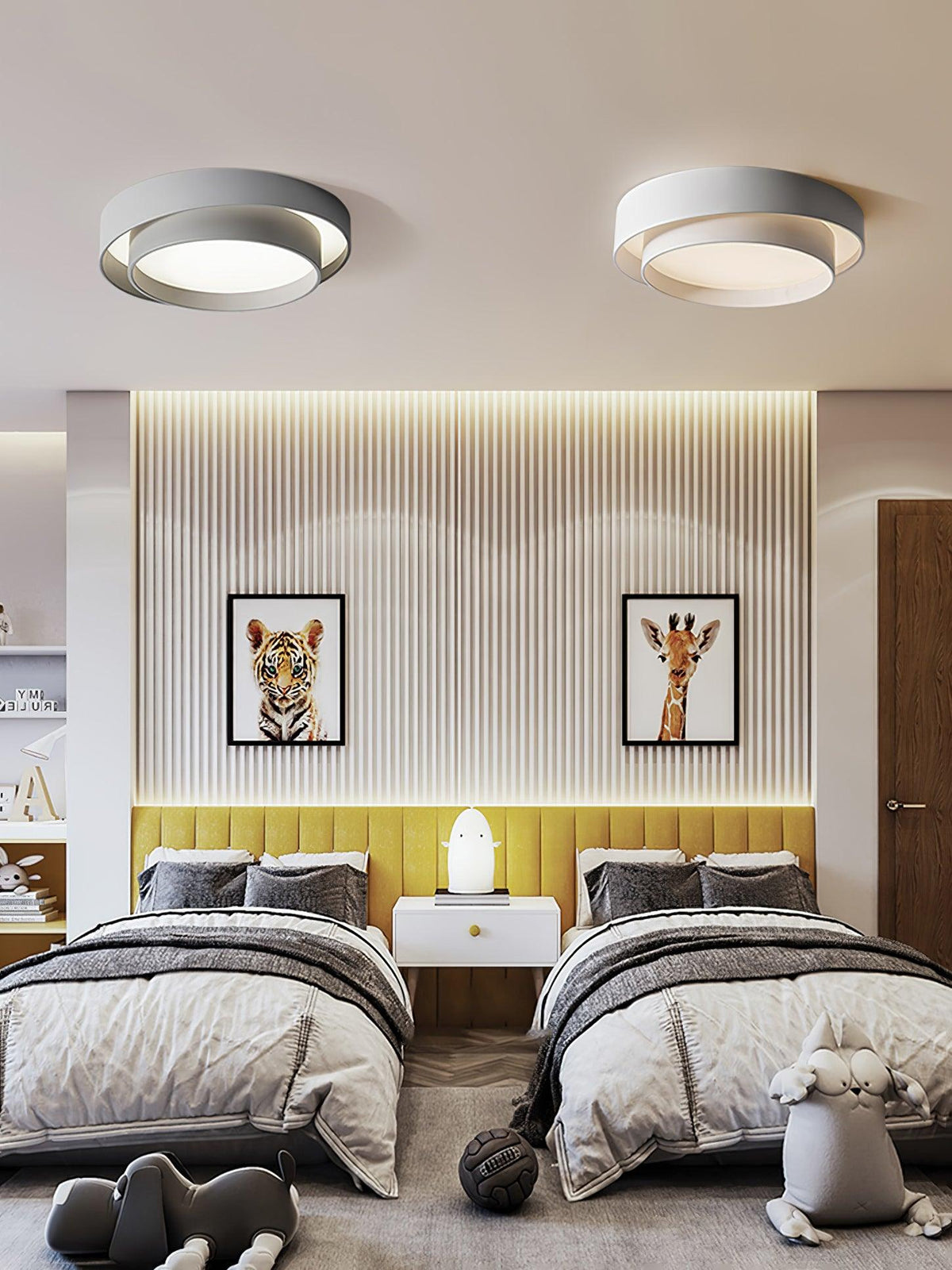 Modern Layered Drum Flush Mount Ceiling Light with Integrated LED for Living Room & Bedroom