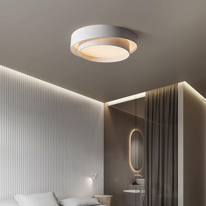 Round LED Flush Mount Light Fixture Metal White 16 20 24 Inch for Bedroom Living Room Office Modern Low Profile Overhead Lighting 3000K 4000