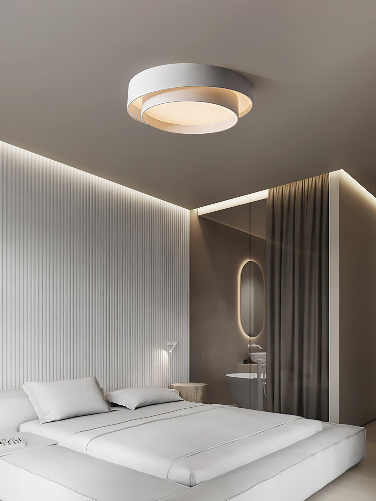 Modern Layered Drum Flush Mount Ceiling Light with Integrated LED for Living Room & Bedroom