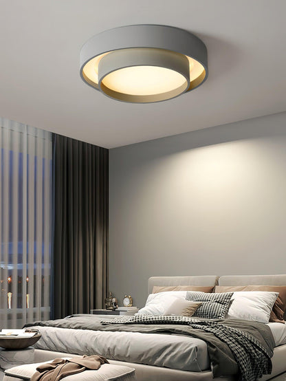 Modern Layered Drum Flush Mount Ceiling Light with Integrated LED for Living Room & Bedroom