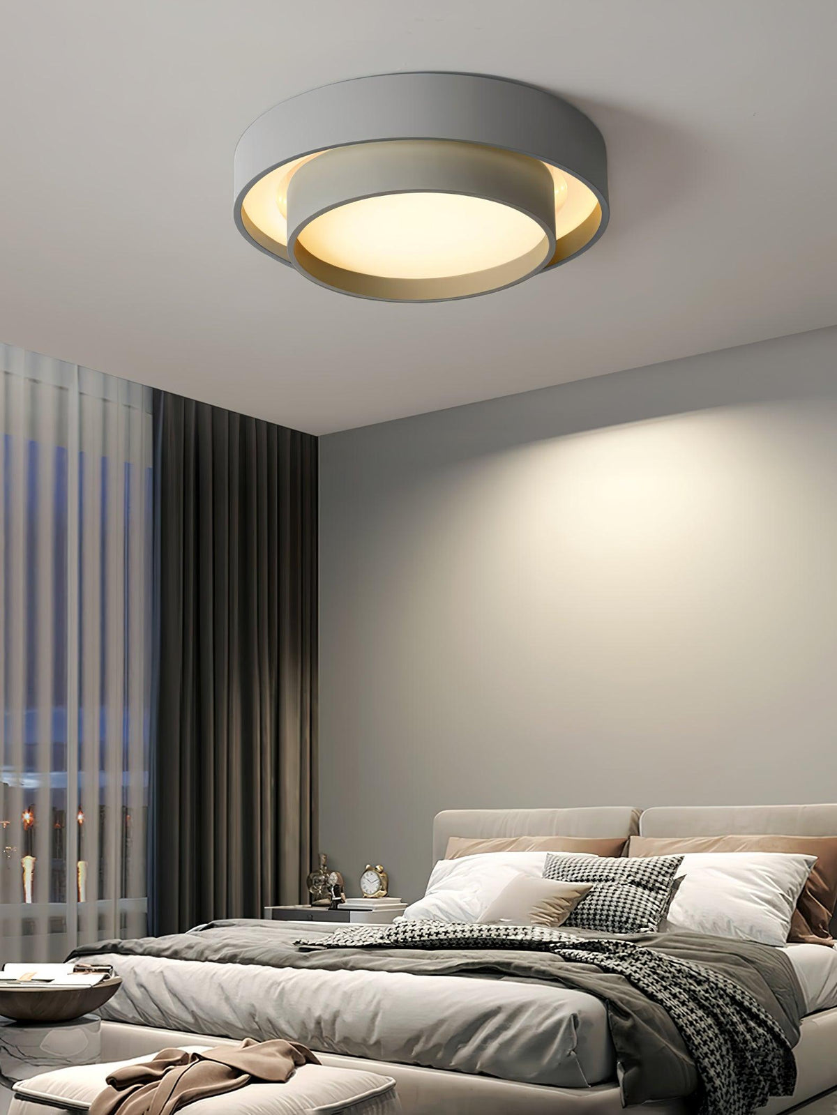 Round LED Flush Mount Light Fixture Metal White 16 20 24 Inch for Bedroom Living Room Office Modern Low Profile Overhead Lighting 3000K 4000