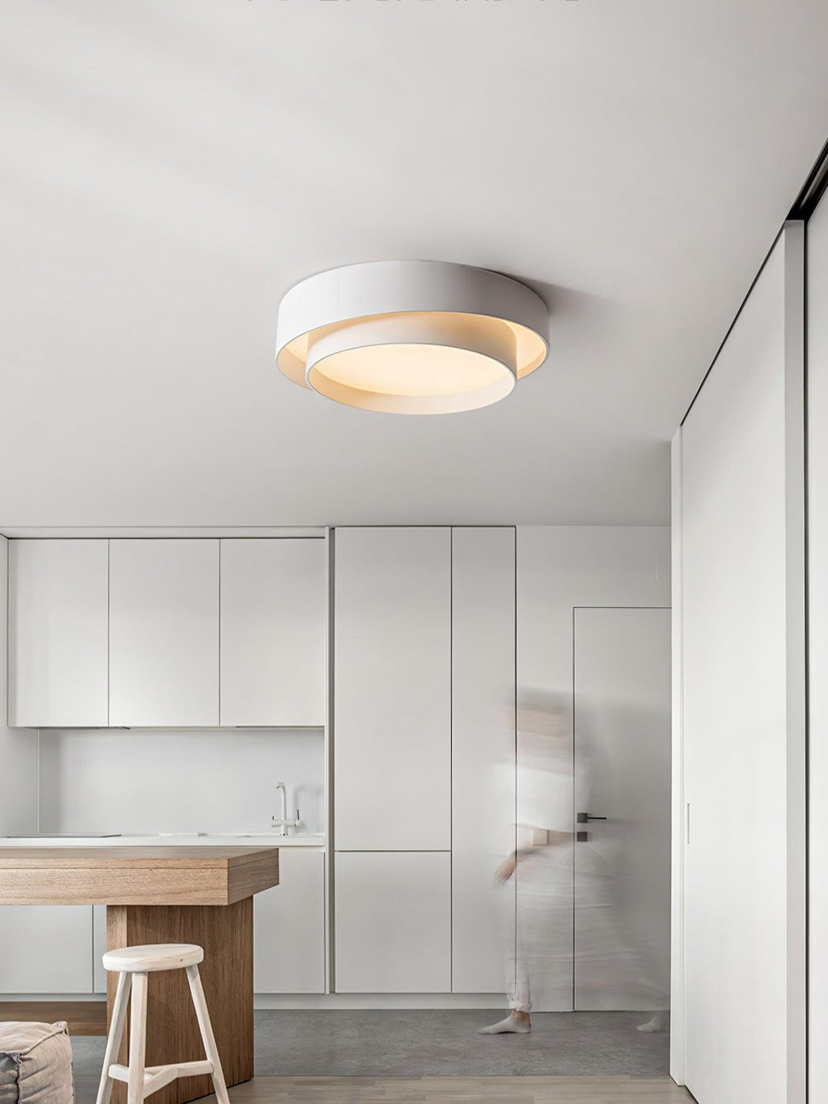 Round LED Flush Mount Light Fixture Metal White 16 20 24 Inch for Bedroom Living Room Office Modern Low Profile Overhead Lighting 3000K 4000