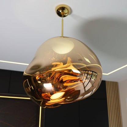 Hanging Dome Shade with Reflective Finish – Adjustable Drop Fixture for Kitchen Island, Dining Room, Bedroom – Metal Construction with E26 S