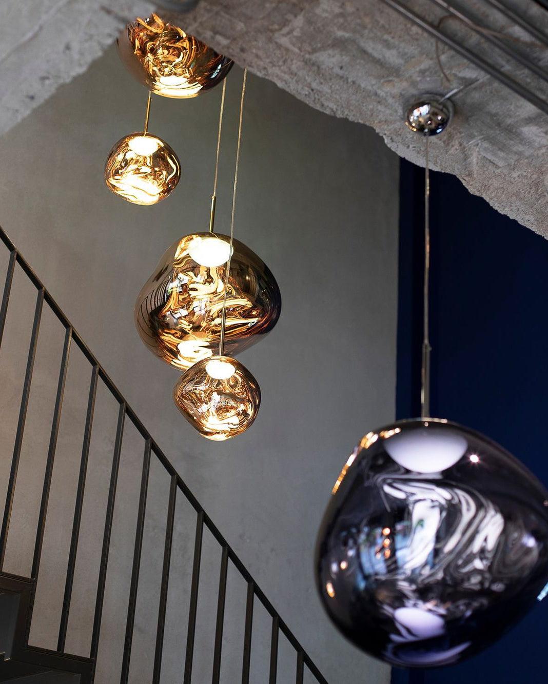 Hanging Dome Shade with Reflective Finish – Adjustable Drop Fixture for Kitchen Island, Dining Room, Bedroom – Metal Construction with E26 S
