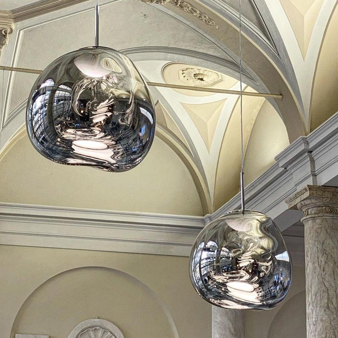 Hanging Dome Shade with Reflective Finish – Adjustable Drop Fixture for Kitchen Island, Dining Room, Bedroom – Metal Construction with E26 S