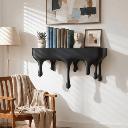 Melti Floating Shelf - Matte Black, Drip Design Wall Display