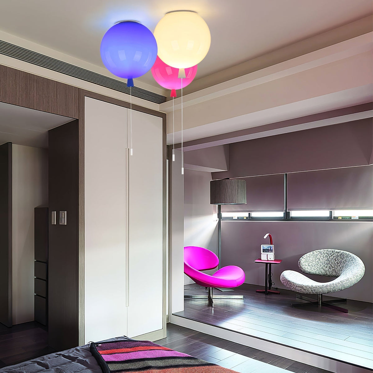 Kids Room Hanging Light Fixture with Pull Chain Switch – Playful Orb Shape Pendant Lamp for Nursery, Bedroom & Play Area – E27 Socket, Multi
