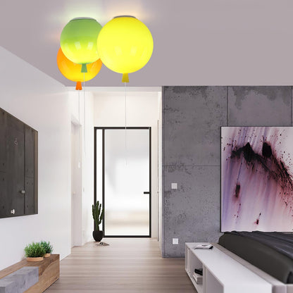 Kids Room Hanging Light Fixture with Pull Chain Switch – Playful Orb Shape Pendant Lamp for Nursery, Bedroom & Play Area – E27 Socket, Multi