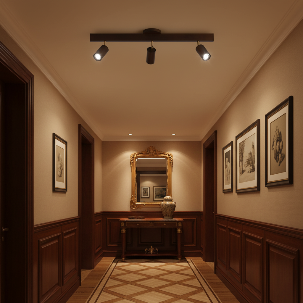 Plug-In LED Rail Light 16.5 Inch Wood Metal Warm White 3000K Adjustable Spotlights Ceiling Wall Mount Home Accent Fixture