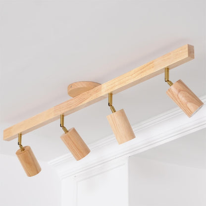Track Lighting Fixture Wood Finish Adjustable Spotlights for Kitchen Living Room Hallway Bar Rail Ceiling Mount Directional Accent Lights