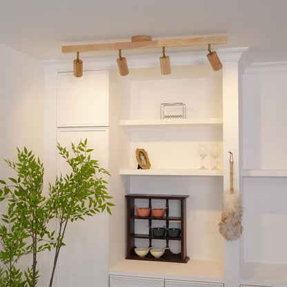 Adjustable LED Track Light 39 in Wood Finish Spotlight Bar Ceiling Mount for Kitchen Living Room Hallway Dining Room Modern Scandinavian Hom