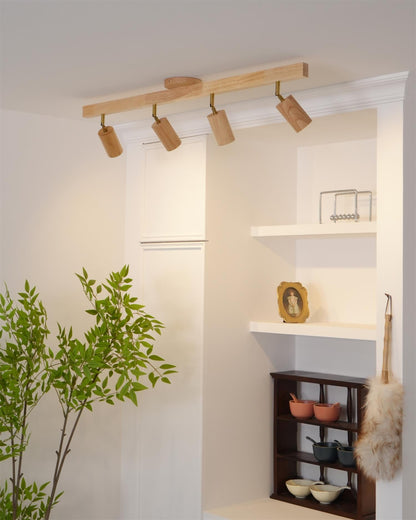 Plug-In LED Rail Light 16.5 Inch Wood Metal Warm White 3000K Adjustable Spotlights Ceiling Wall Mount Home Accent Fixture