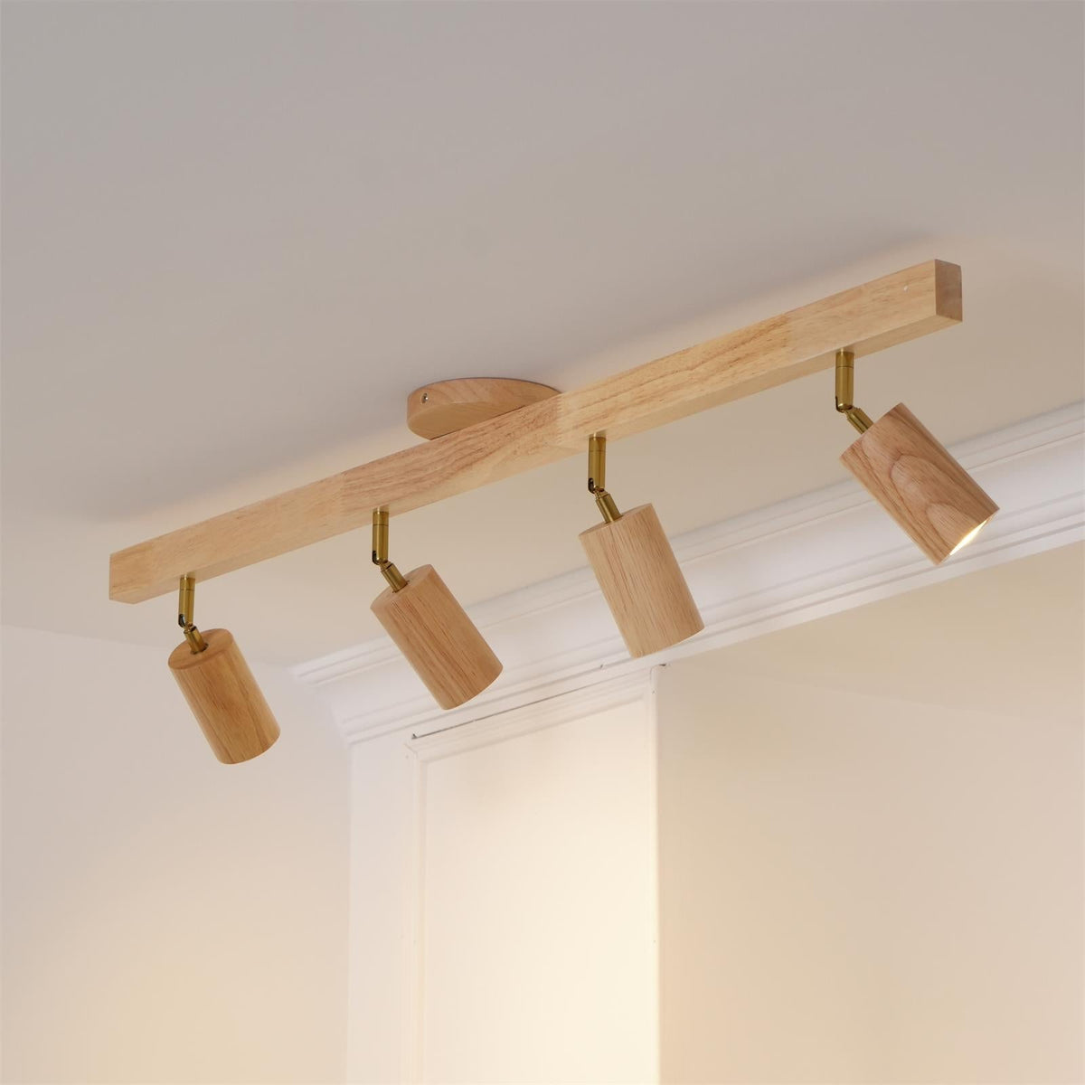 Plug-In LED Rail Light 16.5 Inch Wood Metal Warm White 3000K Adjustable Spotlights Ceiling Wall Mount Home Accent Fixture