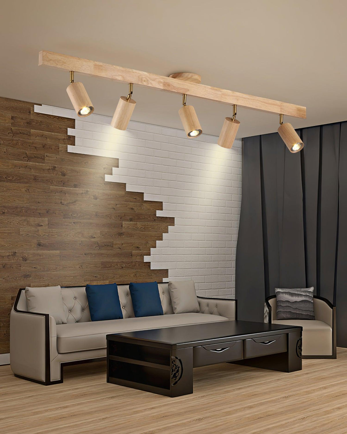 Plug-In LED Rail Light 16.5 Inch Wood Metal Warm White 3000K Adjustable Spotlights Ceiling Wall Mount Home Accent Fixture