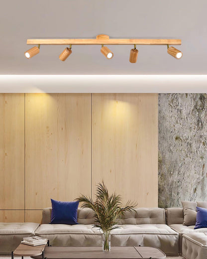 Plug-In LED Rail Light 16.5 Inch Wood Metal Warm White 3000K Adjustable Spotlights Ceiling Wall Mount Home Accent Fixture