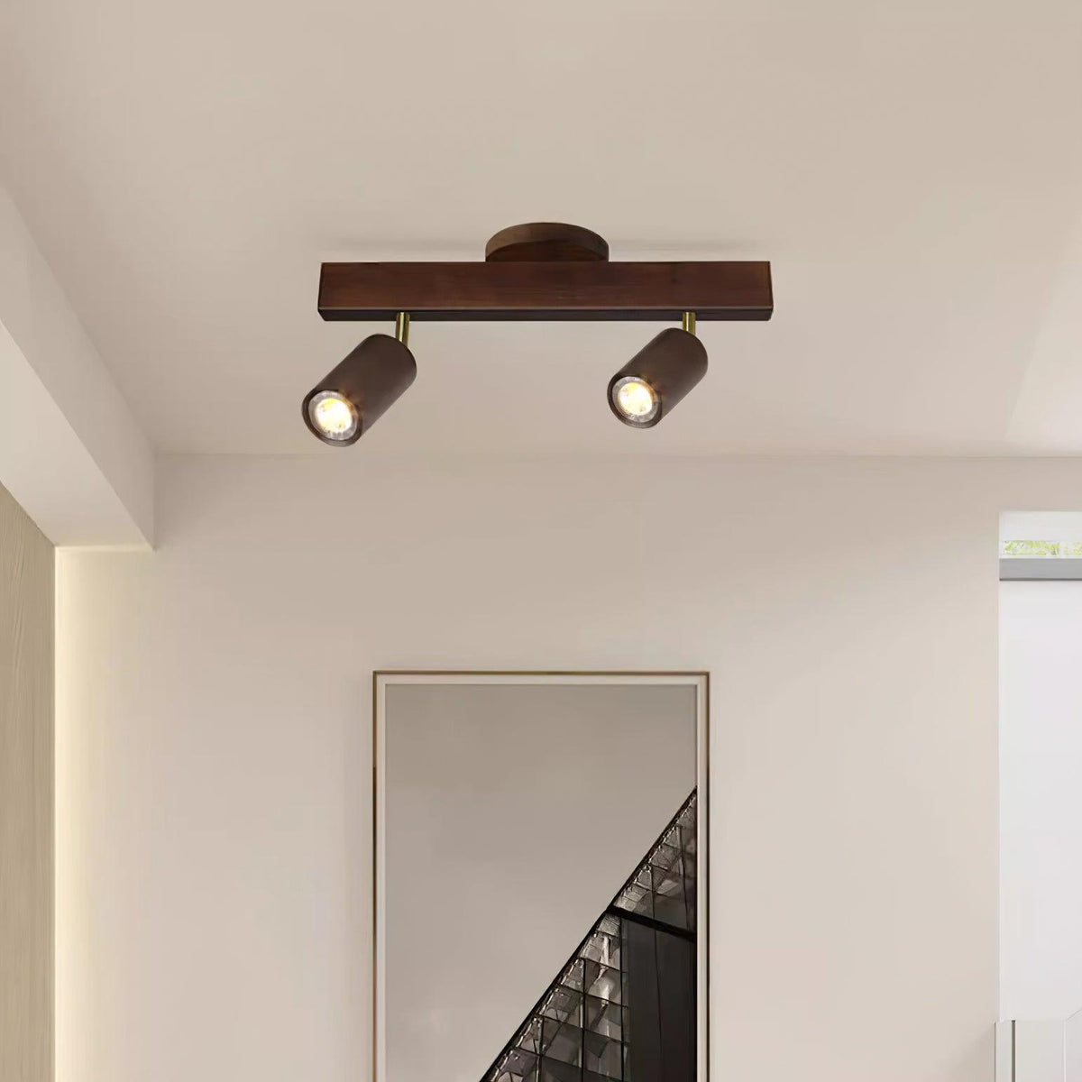 Plug-In LED Rail Light 16.5 Inch Wood Metal Warm White 3000K Adjustable Spotlights Ceiling Wall Mount Home Accent Fixture