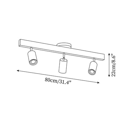 Adjustable LED Track Light 39 in Wood Finish Spotlight Bar Ceiling Mount for Kitchen Living Room Hallway Dining Room Modern Scandinavian Hom