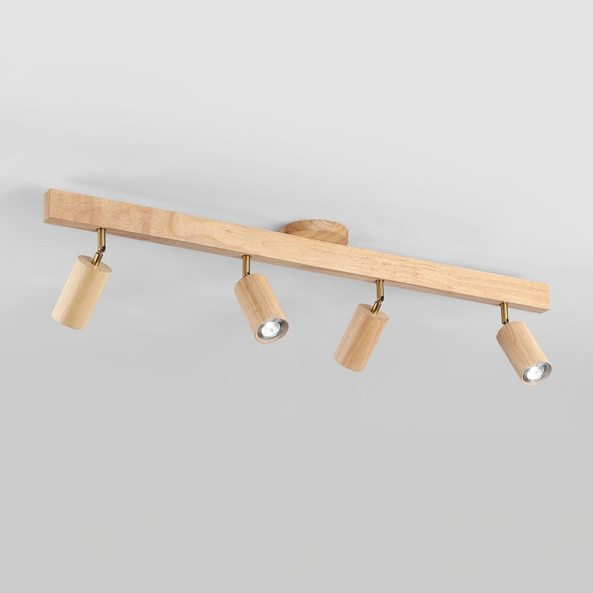 Adjustable LED Track Light 39 in Wood Finish Spotlight Bar Ceiling Mount for Kitchen Living Room Hallway Dining Room Modern Scandinavian Hom