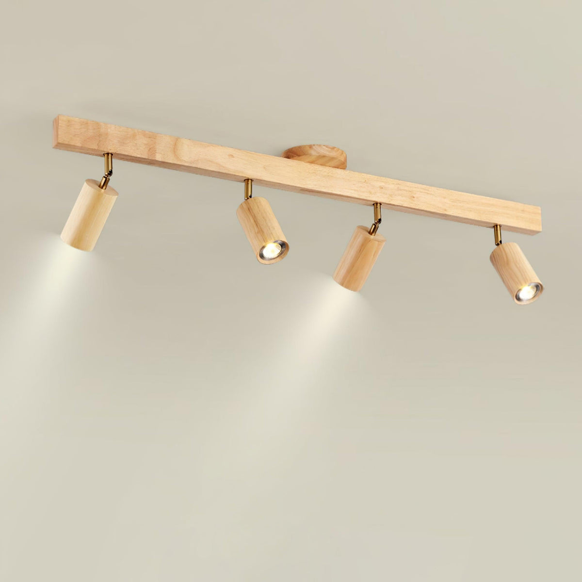 Plug-In LED Rail Light 16.5 Inch Wood Metal Warm White 3000K Adjustable Spotlights Ceiling Wall Mount Home Accent Fixture