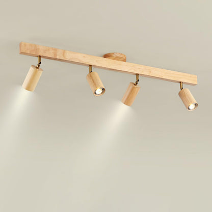 Adjustable LED Track Light 39 in Wood Finish Spotlight Bar Ceiling Mount for Kitchen Living Room Hallway Dining Room Modern Scandinavian Hom