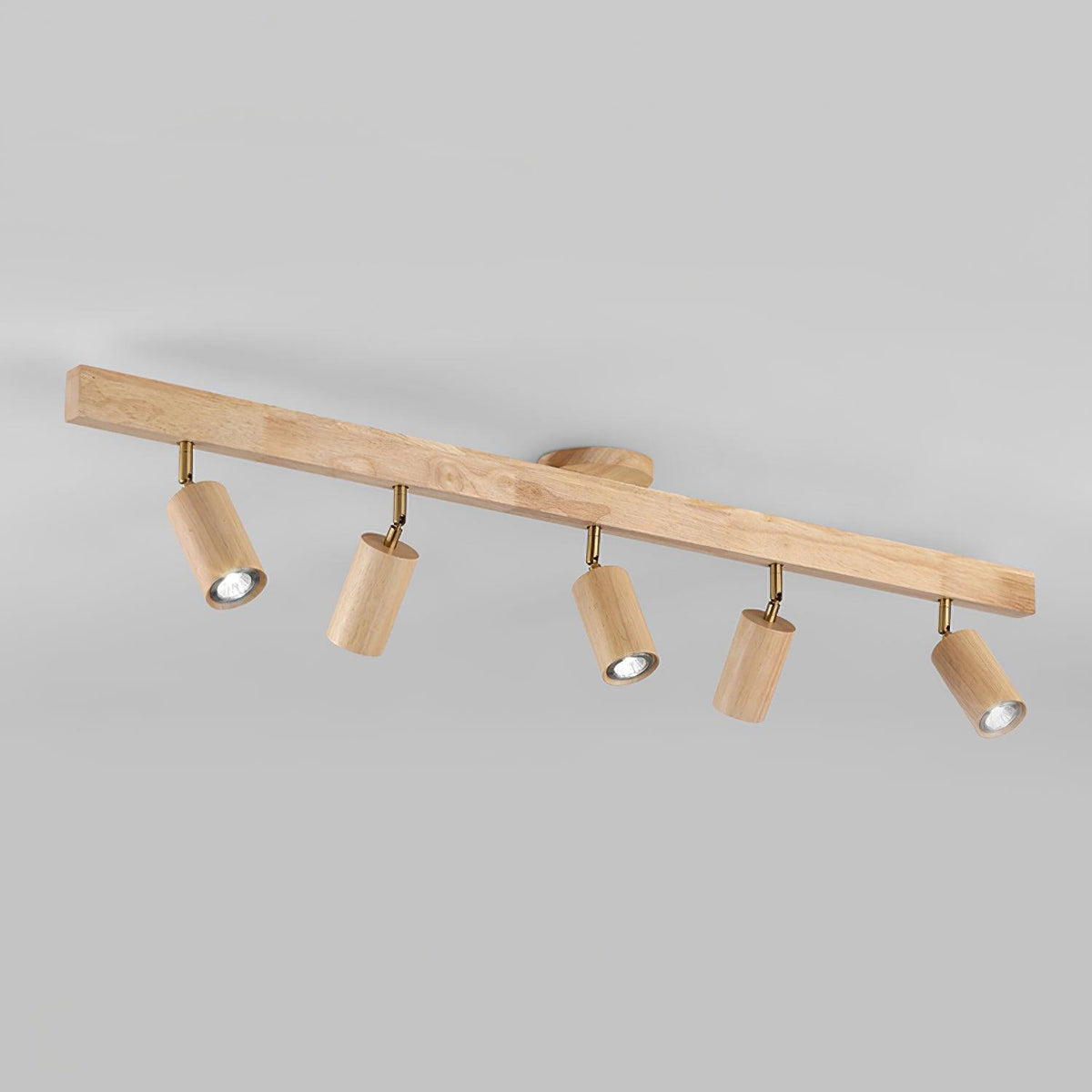Adjustable LED Track Light 39 in Wood Finish Spotlight Bar Ceiling Mount for Kitchen Living Room Hallway Dining Room Modern Scandinavian Hom