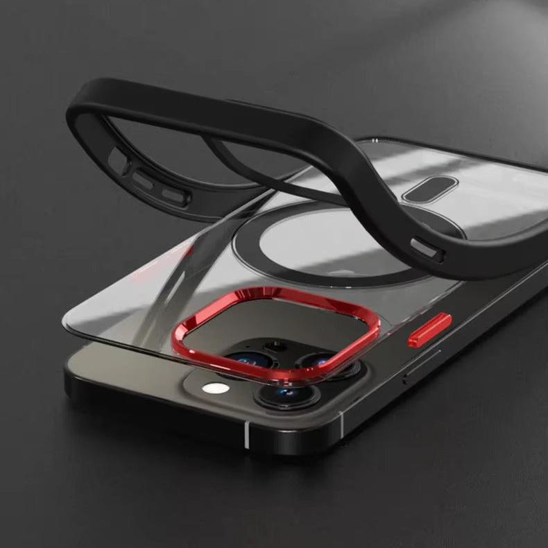 Clear iPhone Case with Metal Camera Ring MagSafe Compatible Shockproof Cover for iPhone 13 14 15 16 17 Pro Max Air Plus Wireless Charging