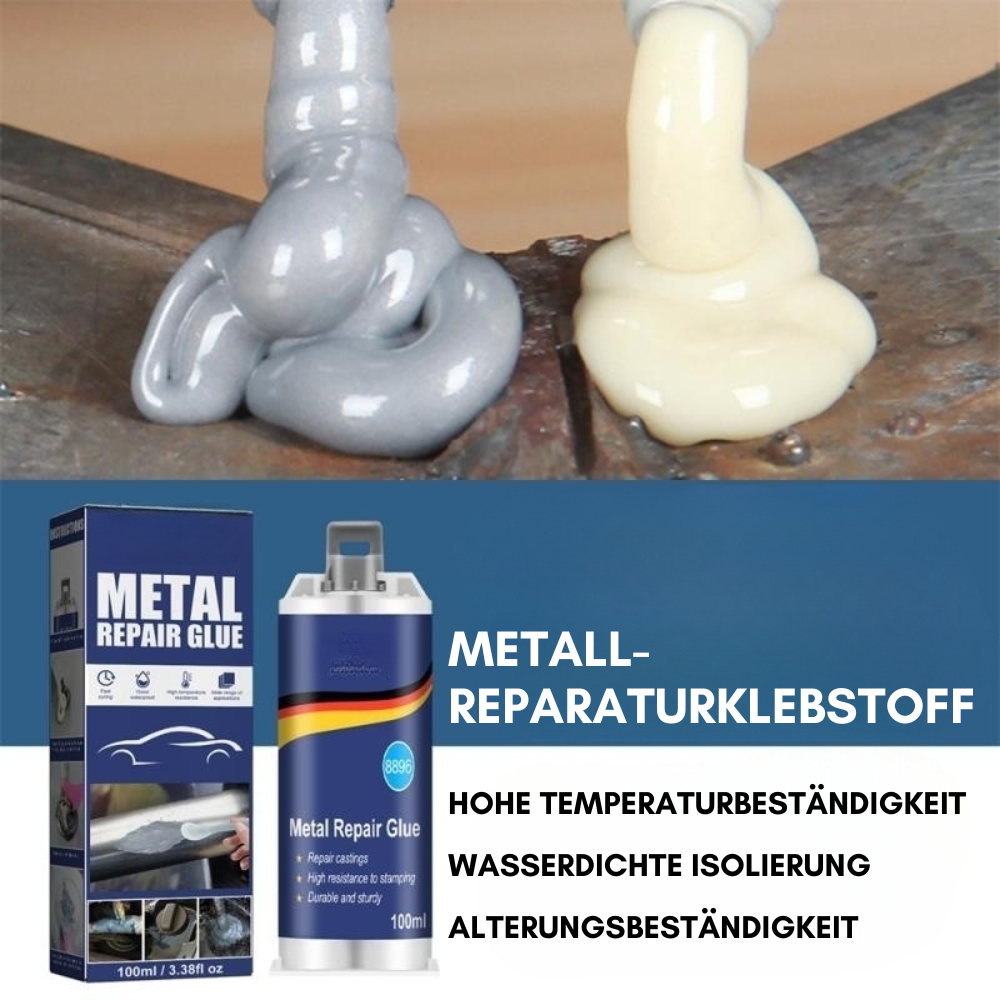 Industrial Metal Repair Epoxy for Steel, Aluminum & Cast Iron | Heat Resistant Liquid Metal Bonding Compound 3.4 oz