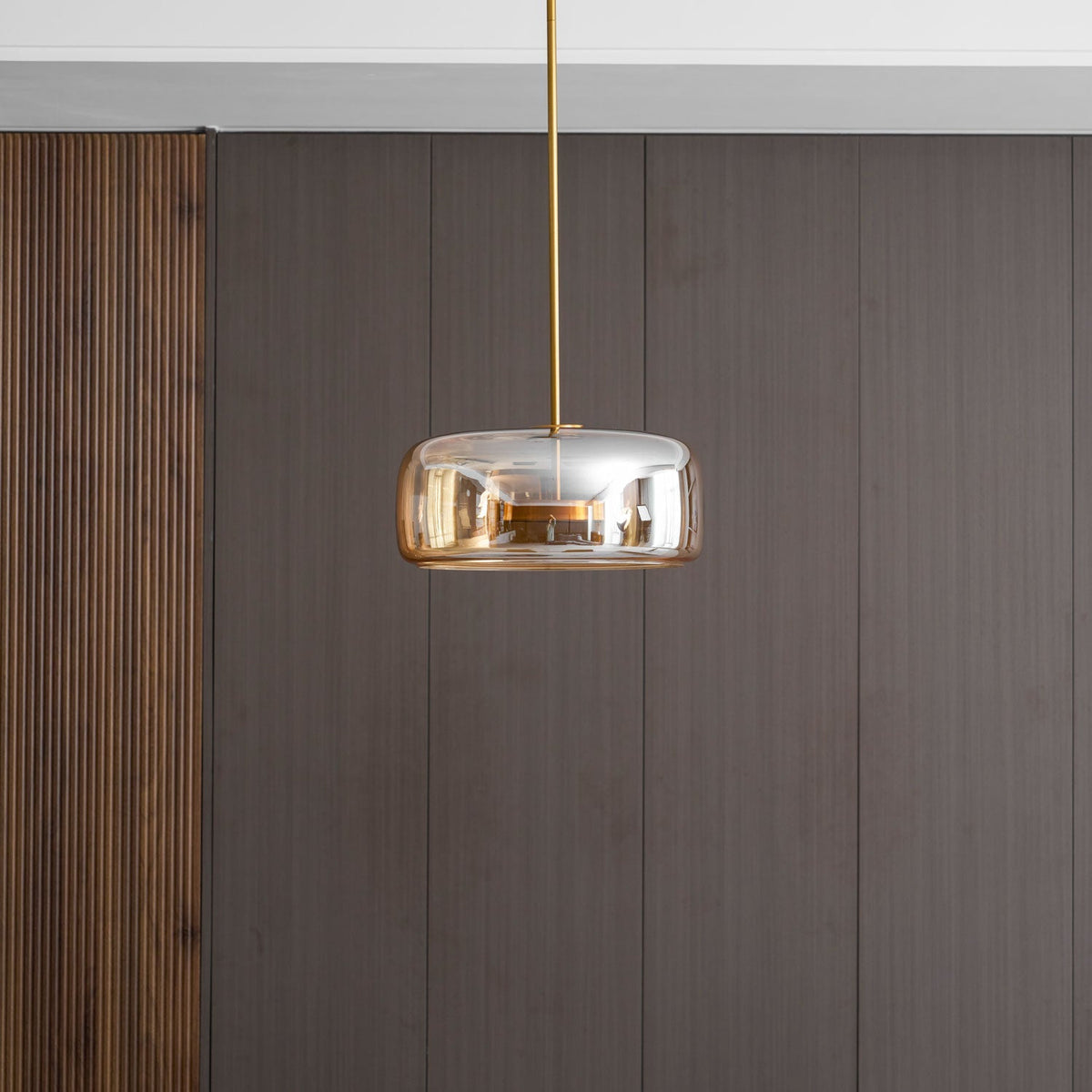 LED Drop Ceiling Lamp with Smoked Glass Shade for Dining Room & Island – Adjustable Cord, Integrated Bulb, Choice of Kelvin Tones