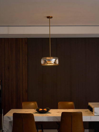 LED Drop Ceiling Lamp with Smoked Glass Shade for Dining Room & Island – Adjustable Cord, Integrated Bulb, Choice of Kelvin Tones