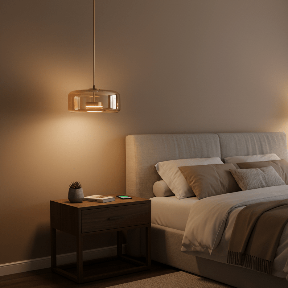LED Drop Ceiling Lamp with Smoked Glass Shade for Dining Room & Island – Adjustable Cord, Integrated Bulb, Choice of Kelvin Tones
